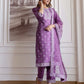 Silk Blend Printed Straight Kurta with Pant & Dupatta
