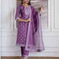Silk Blend Printed Straight Kurta with Pant & Dupatta