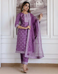 Silk Blend Printed Straight 3 Piece Kurta Set