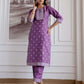 Silk Blend Printed Straight Kurta with Pant & Dupatta