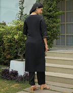Silk Blend Embroidered Straight 3 Piece Kurta Set