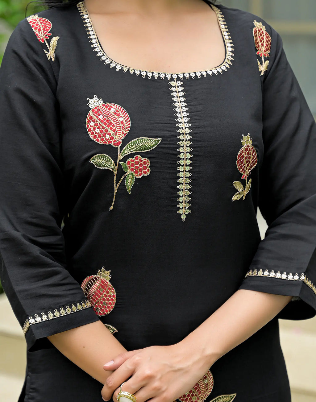 Silk Blend Embroidered Straight 3 Piece Kurta Set