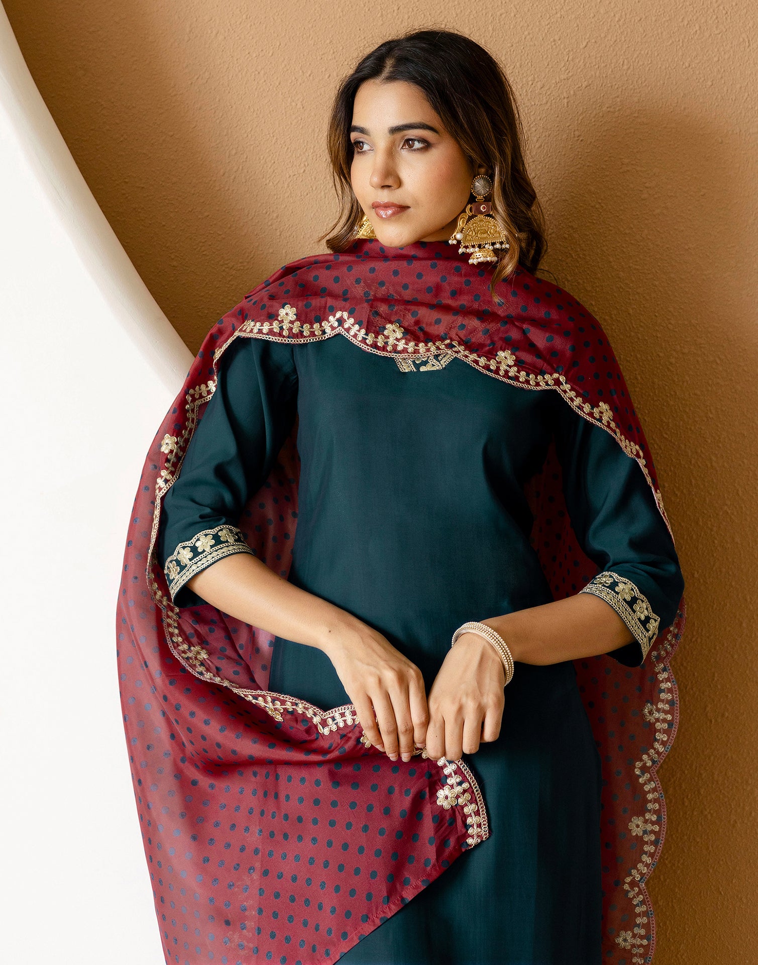 Skylee Silk Embroidered Straight 3 Piece Kurta Set For Woman