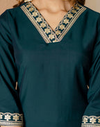 Skylee Silk Embroidered Straight 3 Piece Kurta Set For Woman