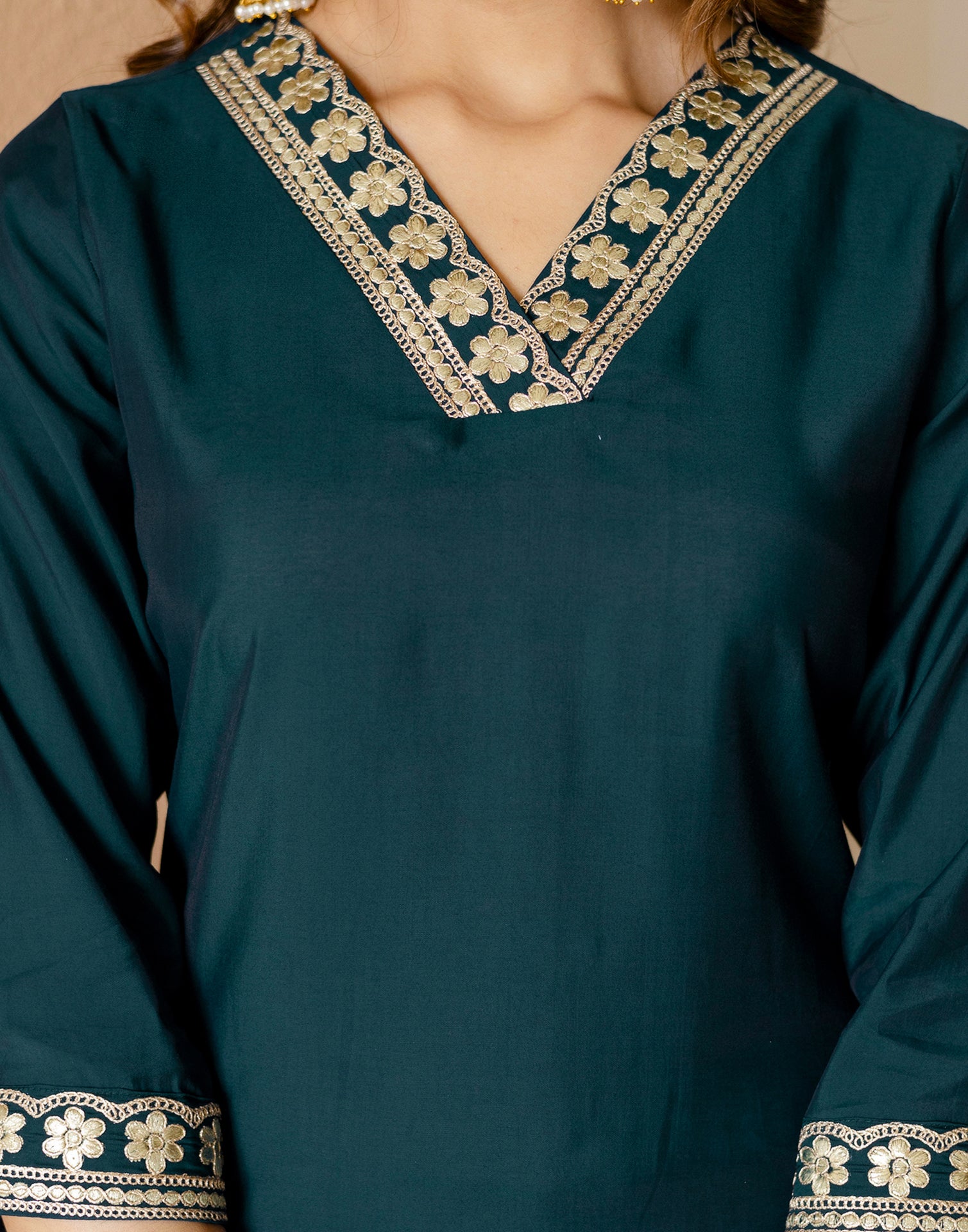 Skylee Silk Embroidered Straight 3 Piece Kurta Set For Woman