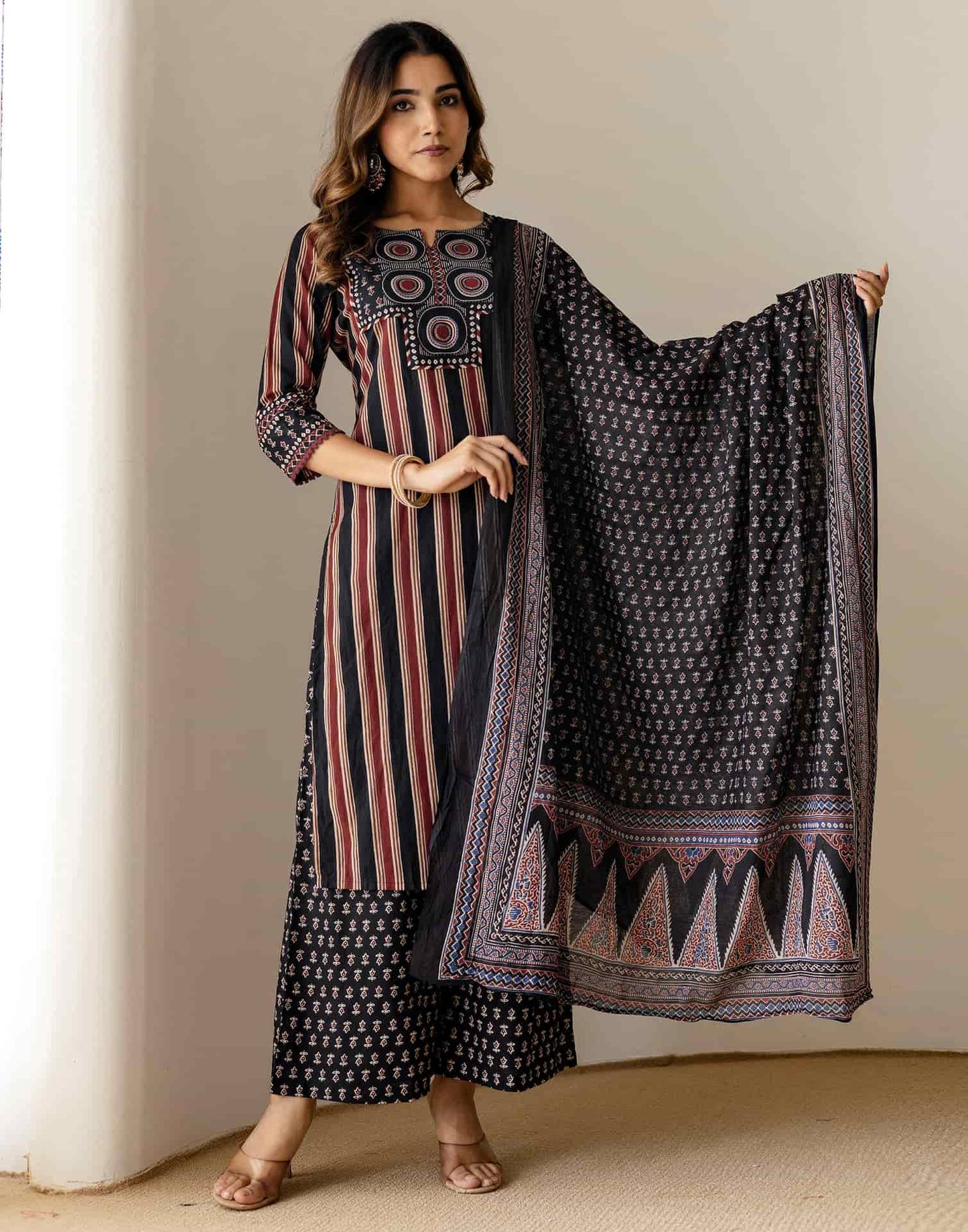Cotton Printed Straight Kurta with Pant & Dupatta