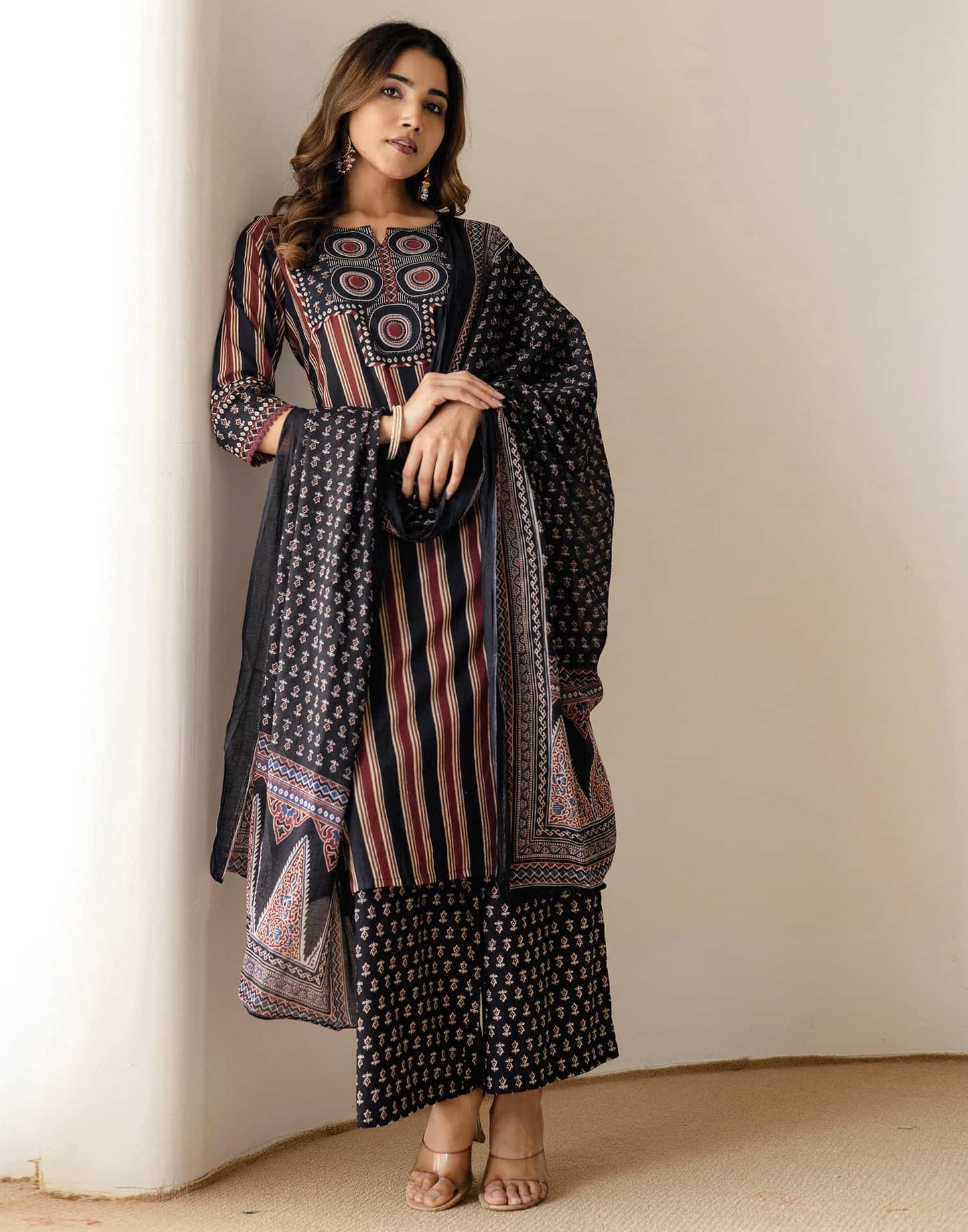 Cotton Printed Straight Kurta with Pant & Dupatta