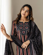 Viscose Rayon Printed Straight 3 Piece Kurta Set