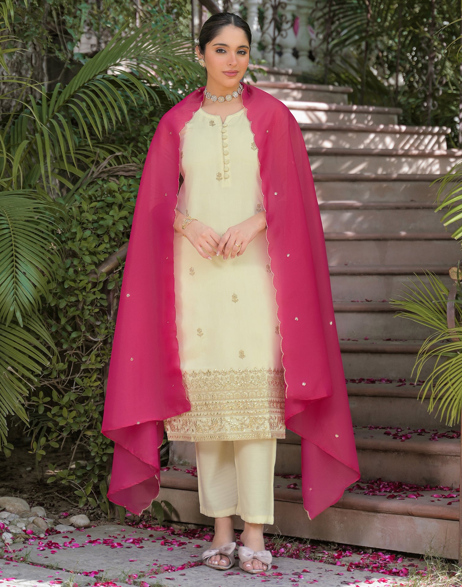 Skylee Silk Embroidered Straight 3 Piece Kurta Set For Woman