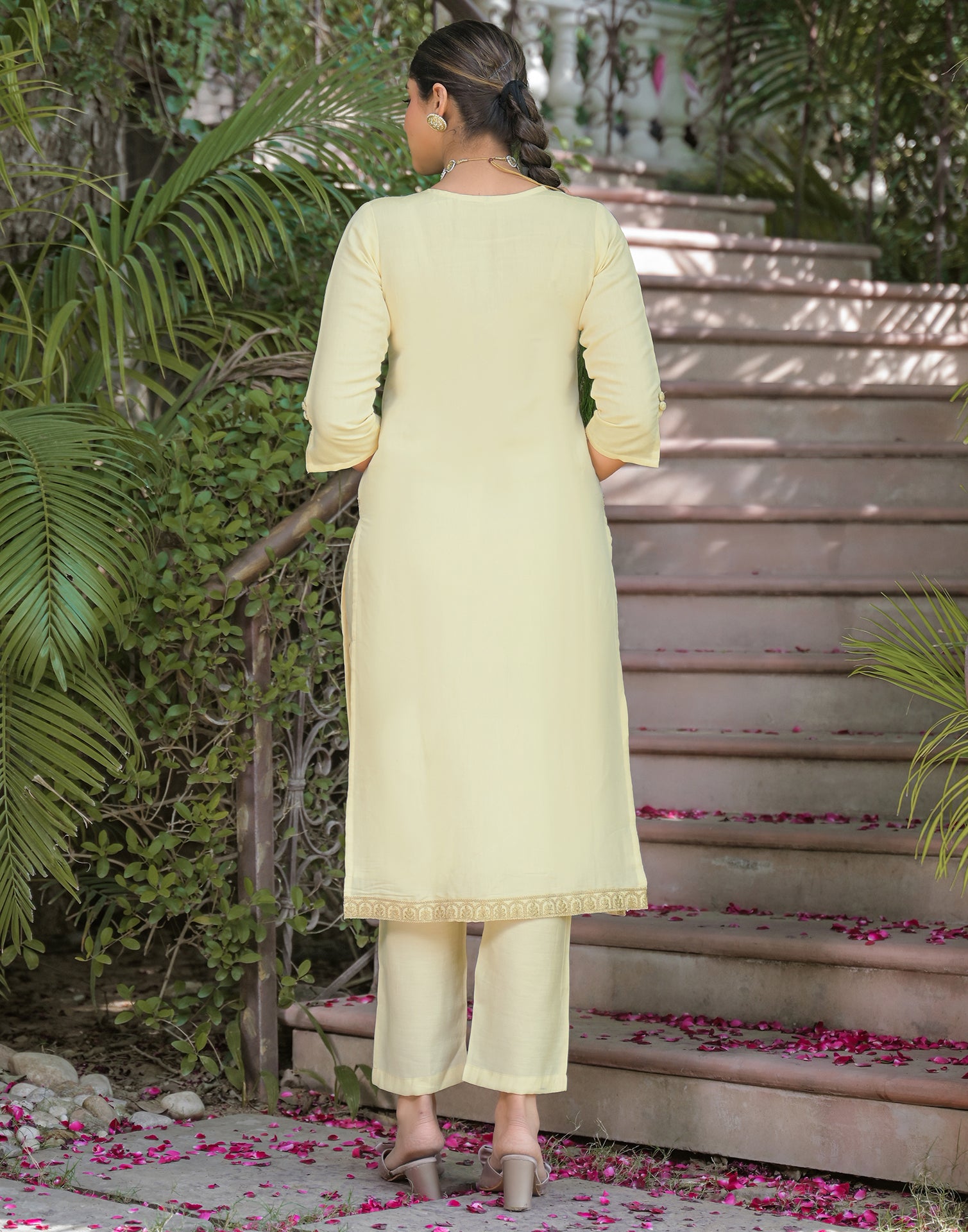 Skylee Silk Embroidered Straight 3 Piece Kurta Set For Woman