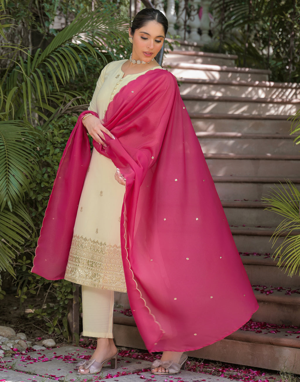 Skylee Silk Embroidered Straight 3 Piece Kurta Set For Woman