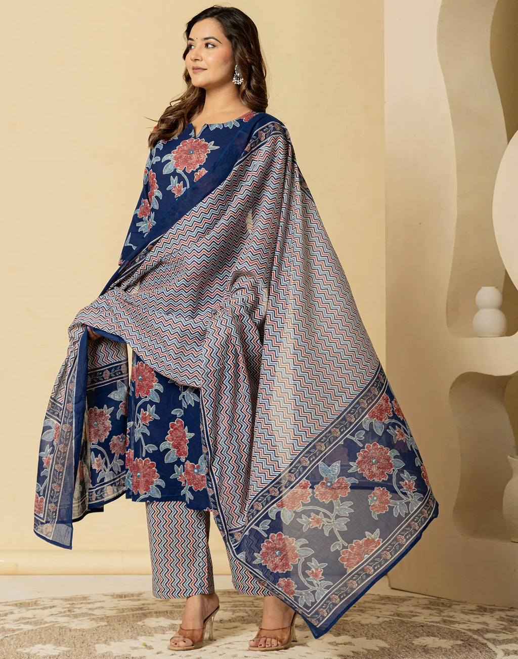 Viscose Rayon Floral Print Straight 3 Piece Kurta Set