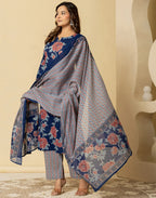 Viscose Rayon Floral Print Straight 3 Piece Kurta Set