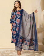 Viscose Rayon Floral Print Straight 3 Piece Kurta Set
