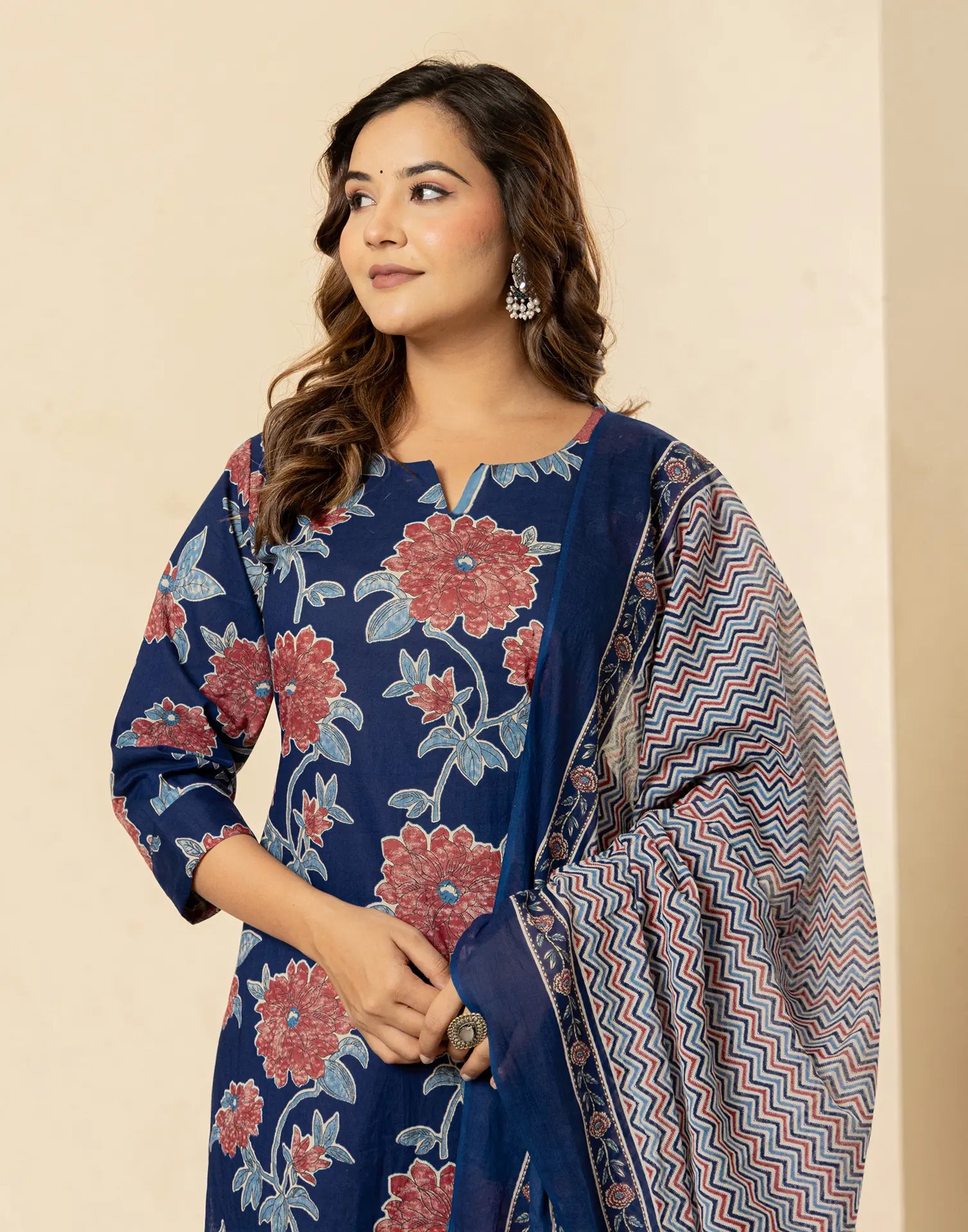 Viscose Rayon Floral Print Straight 3 Piece Kurta Set