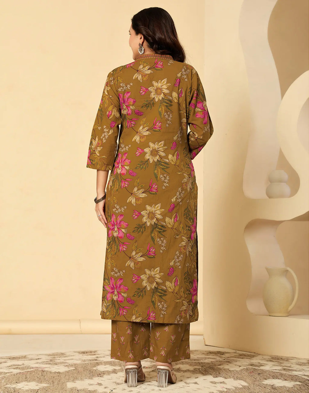 Viscose Rayon Floral Print Straight 3 Piece Kurta Set