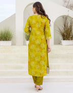 Cotton Embroidered Straight 3 Piece Kurta Set