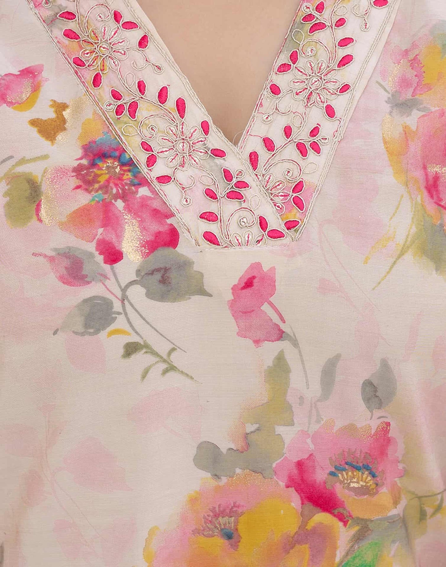 Cotton Blend Printed Straight Kurta with Pant & Dupatta
