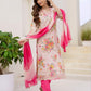 Cotton Blend Printed Straight Kurta with Pant & Dupatta