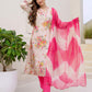 Cotton Blend Printed Straight Kurta with Pant & Dupatta