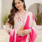 Cotton Blend Printed Straight Kurta with Pant & Dupatta