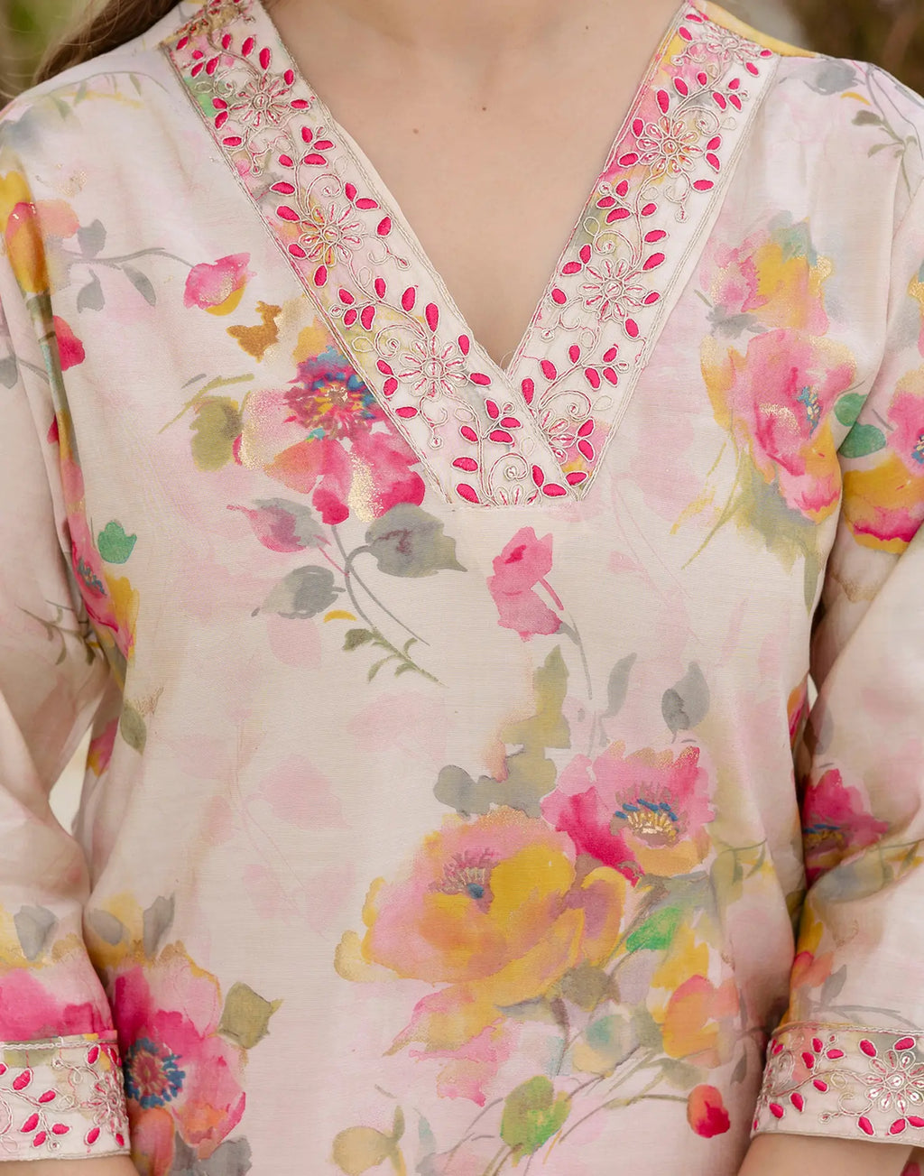 Cotton Floral Print Straight 3 Piece Kurta Set