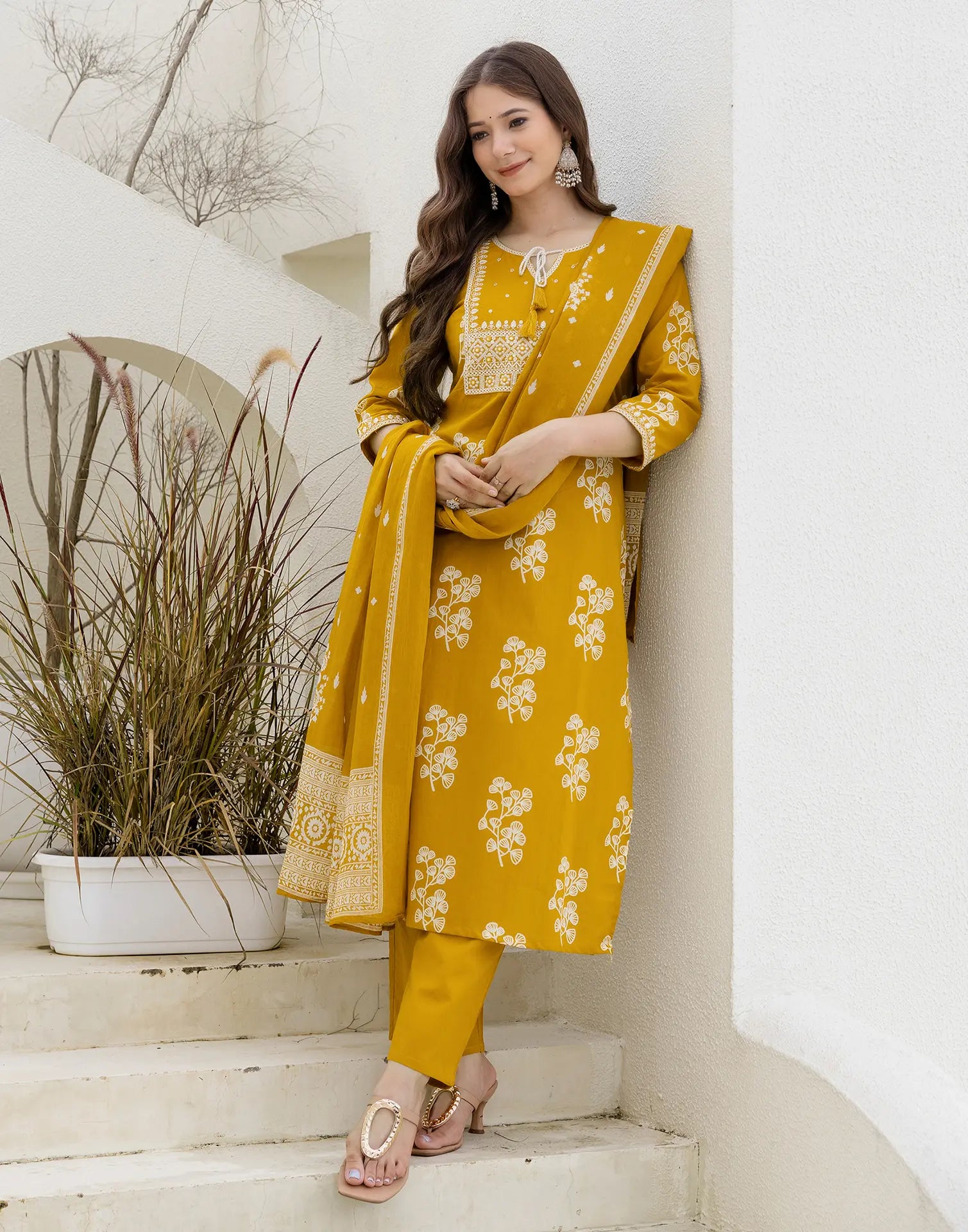 Viscose Rayon Embroidered Straight 3 Piece Kurta Set