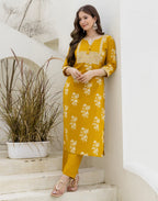 Viscose Rayon Embroidered Straight 3 Piece Kurta Set