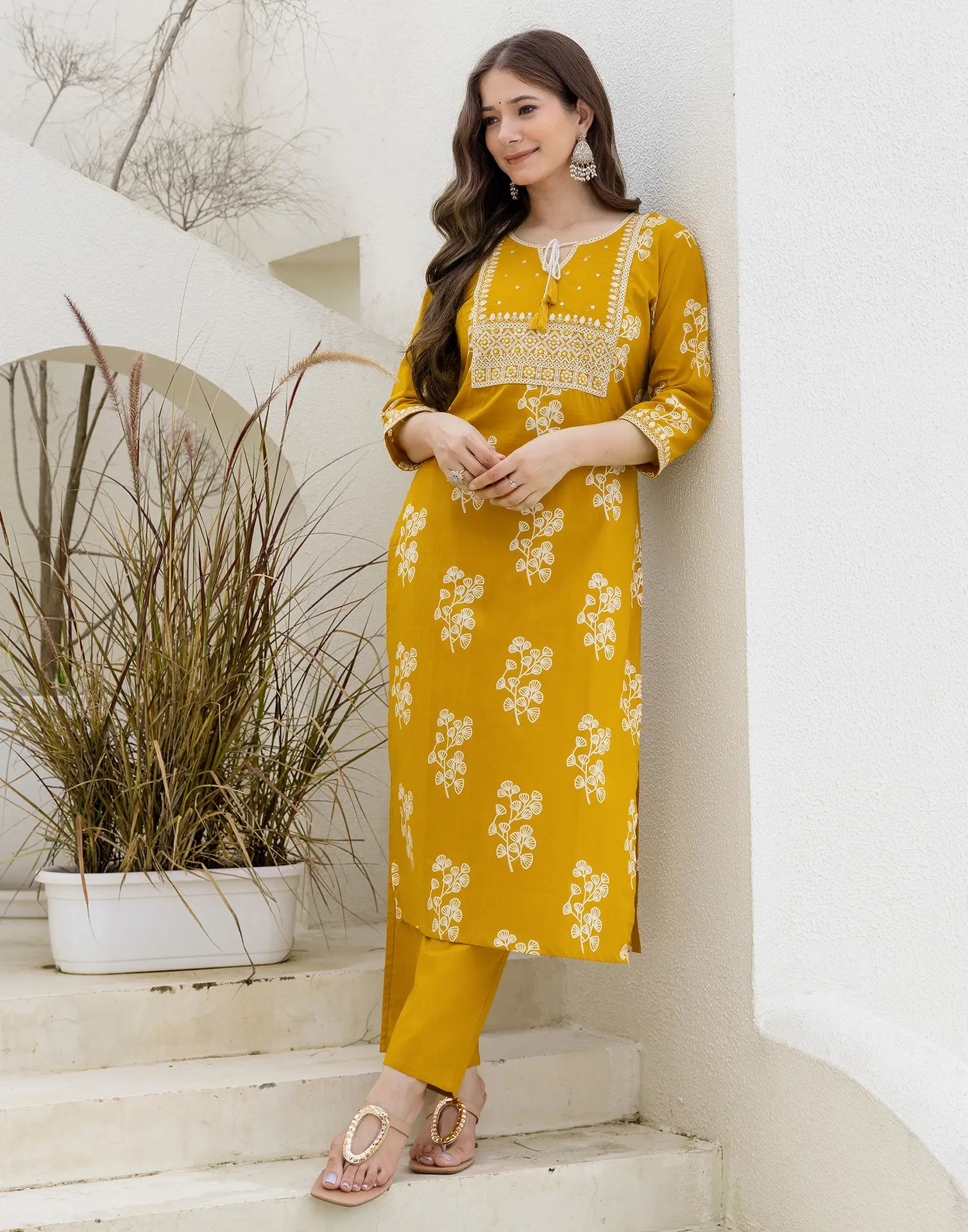 Viscose Rayon Embroidered Straight 3 Piece Kurta Set