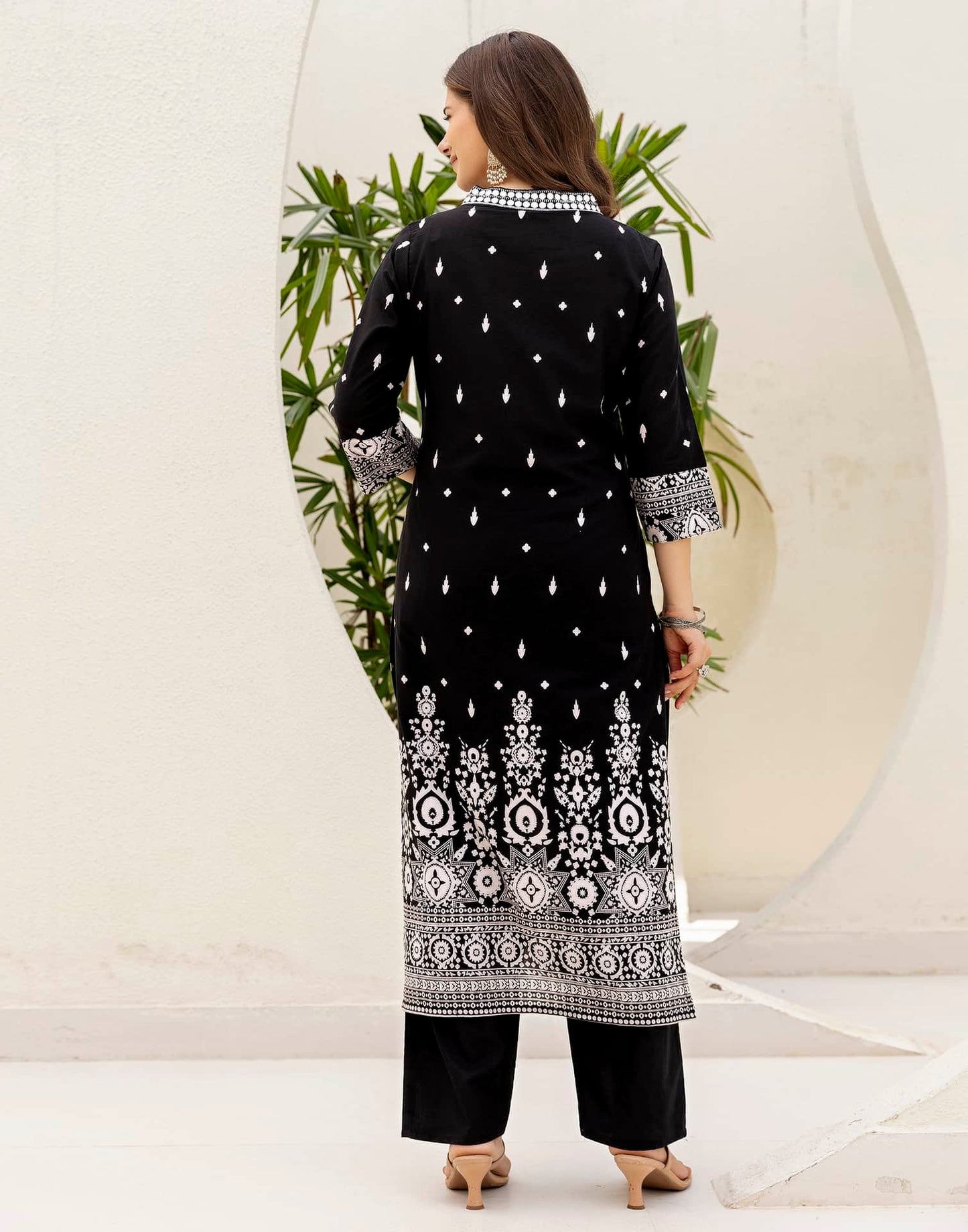 Cotton Straight Embroidery V-Neck Kurta with Pant & Dupatta