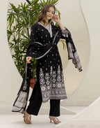 Cotton Embroidered Straight 3 Piece Kurta Set