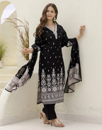 Cotton Embroidered Straight 3 Piece Kurta Set