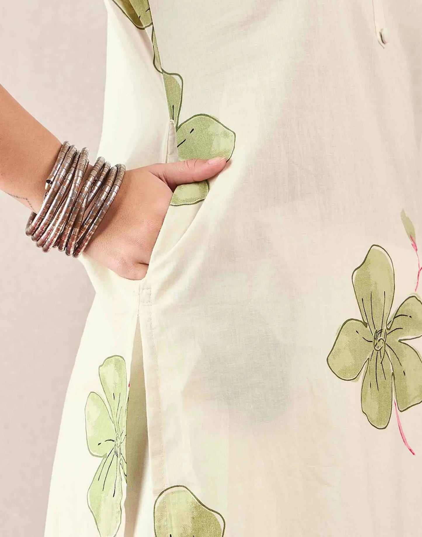 Cotton Printed Straight Mandarin Collar Kurti