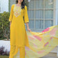 Silk Embroidered Straight Round Neck Kurta with Pant & Dupatta