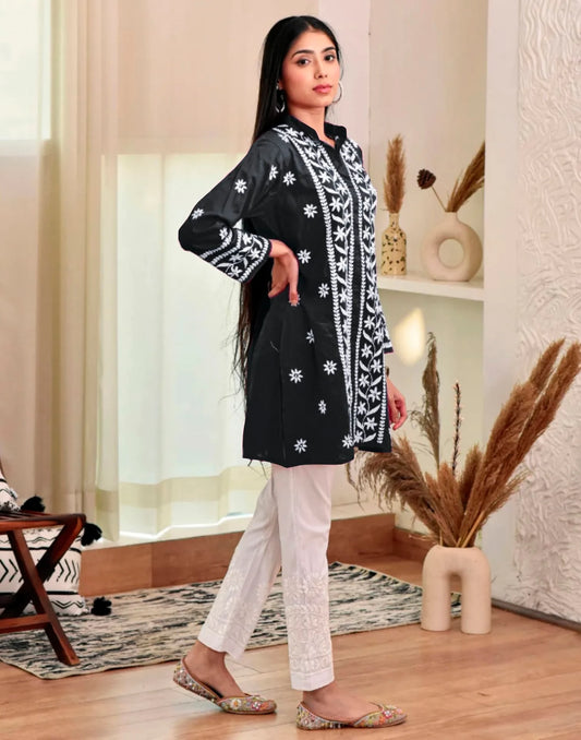 Rayon Embroidered Straight Kurti