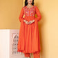 Cotton Embroidered Anarkali Kurta with Pant & Dupatta