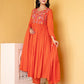 Cotton Embroidered Anarkali Kurta with Pant & Dupatta