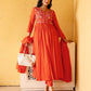 Cotton Embroidered Anarkali Kurta with Pant & Dupatta