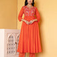 Cotton Embroidered Anarkali Kurta with Pant & Dupatta