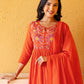 Cotton Embroidered Anarkali Kurta with Pant & Dupatta