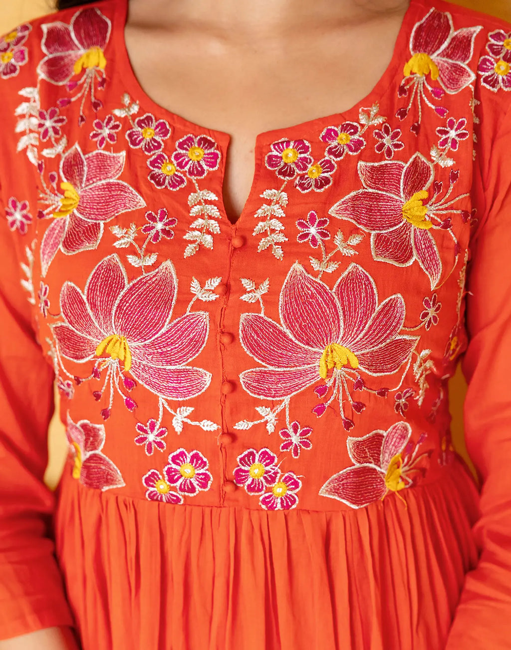 Cotton Embroidered Anarkali 3 Piece Kurta Set