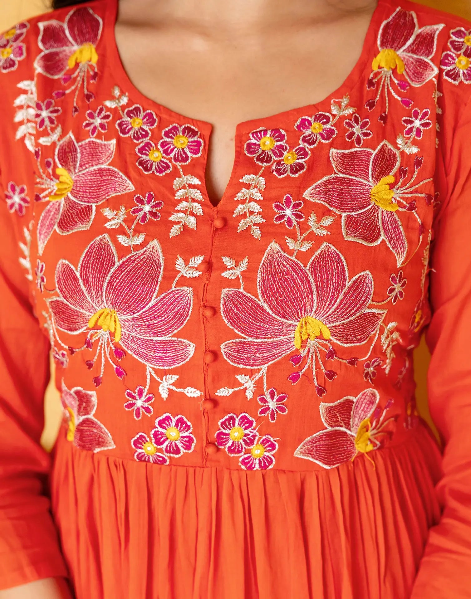 Cotton Embroidered Anarkali 3 Piece Kurta Set