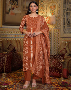 Viscose Rayon Printed Straight 3 Piece Kurta Set