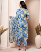 Viscose Rayon Floral Print Straight 3 Piece Kurta Set
