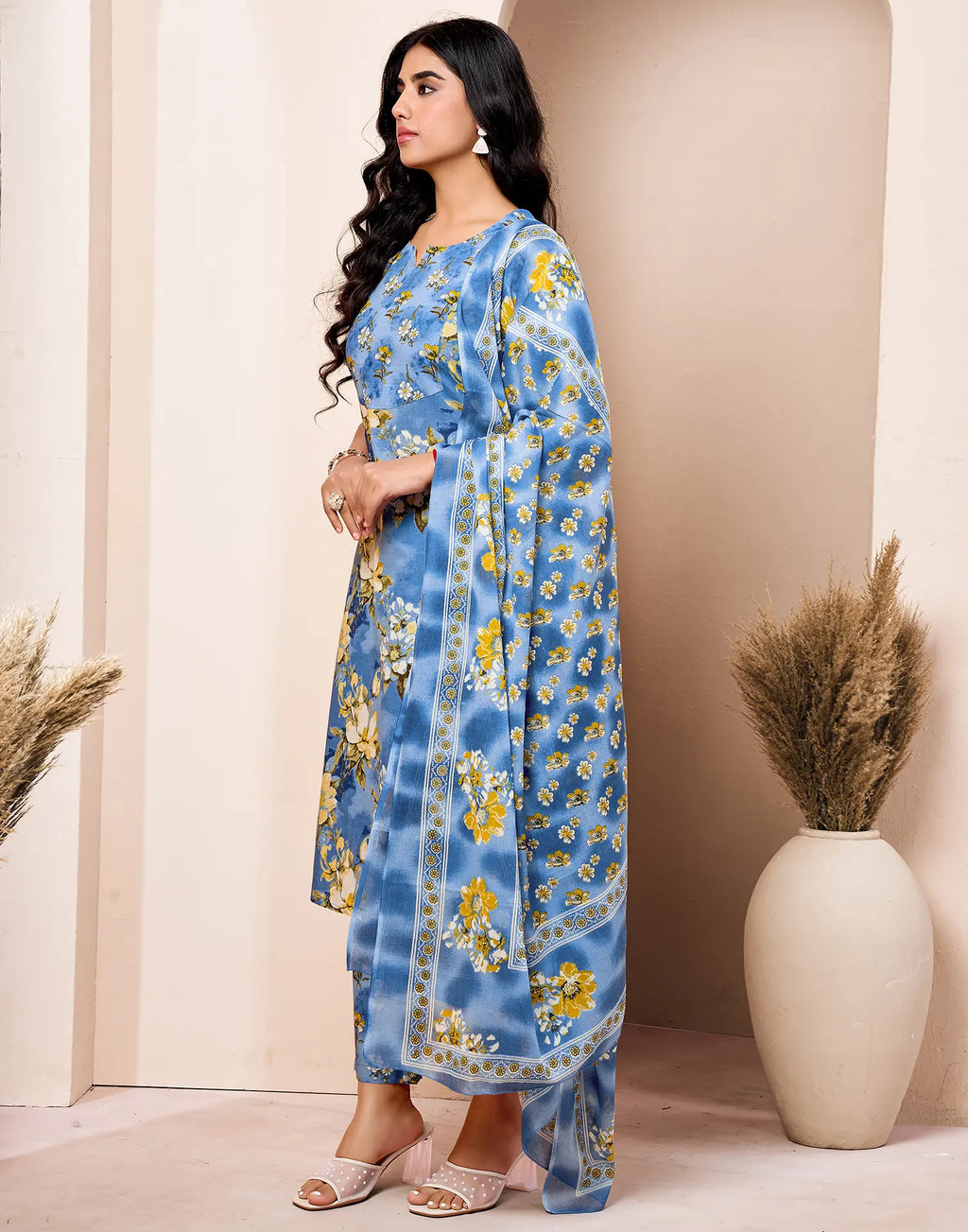 Viscose Rayon Floral Print Straight 3 Piece Kurta Set
