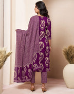 Viscose Rayon Printed Straight 3 Piece Kurta Set