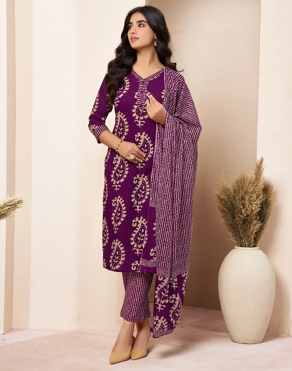Viscose Rayon Printed Straight 3 Piece Kurta Set
