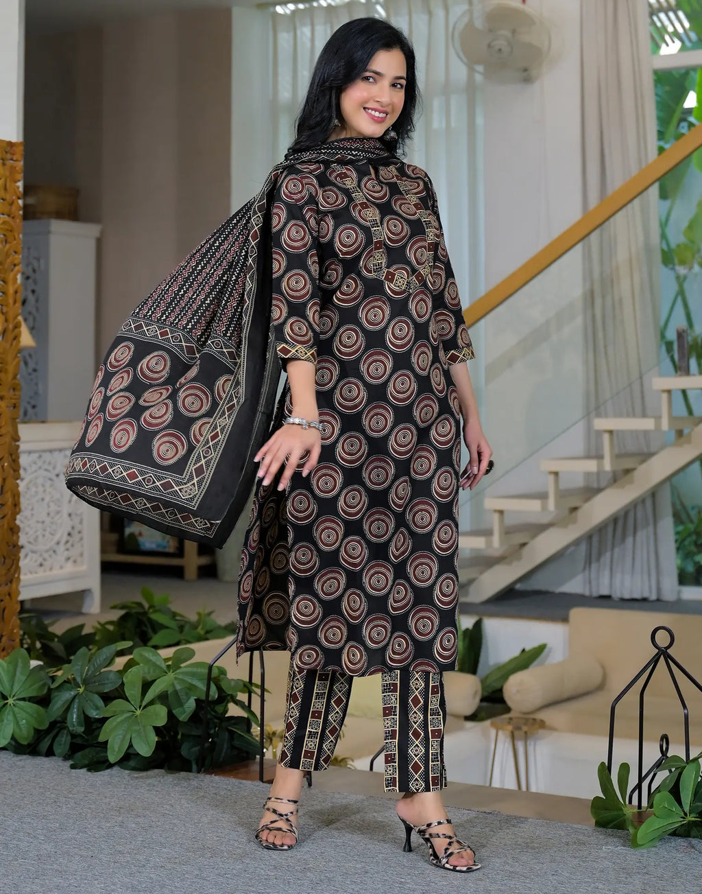 Viscose Rayon Printed Straight 3 Piece Kurta Set