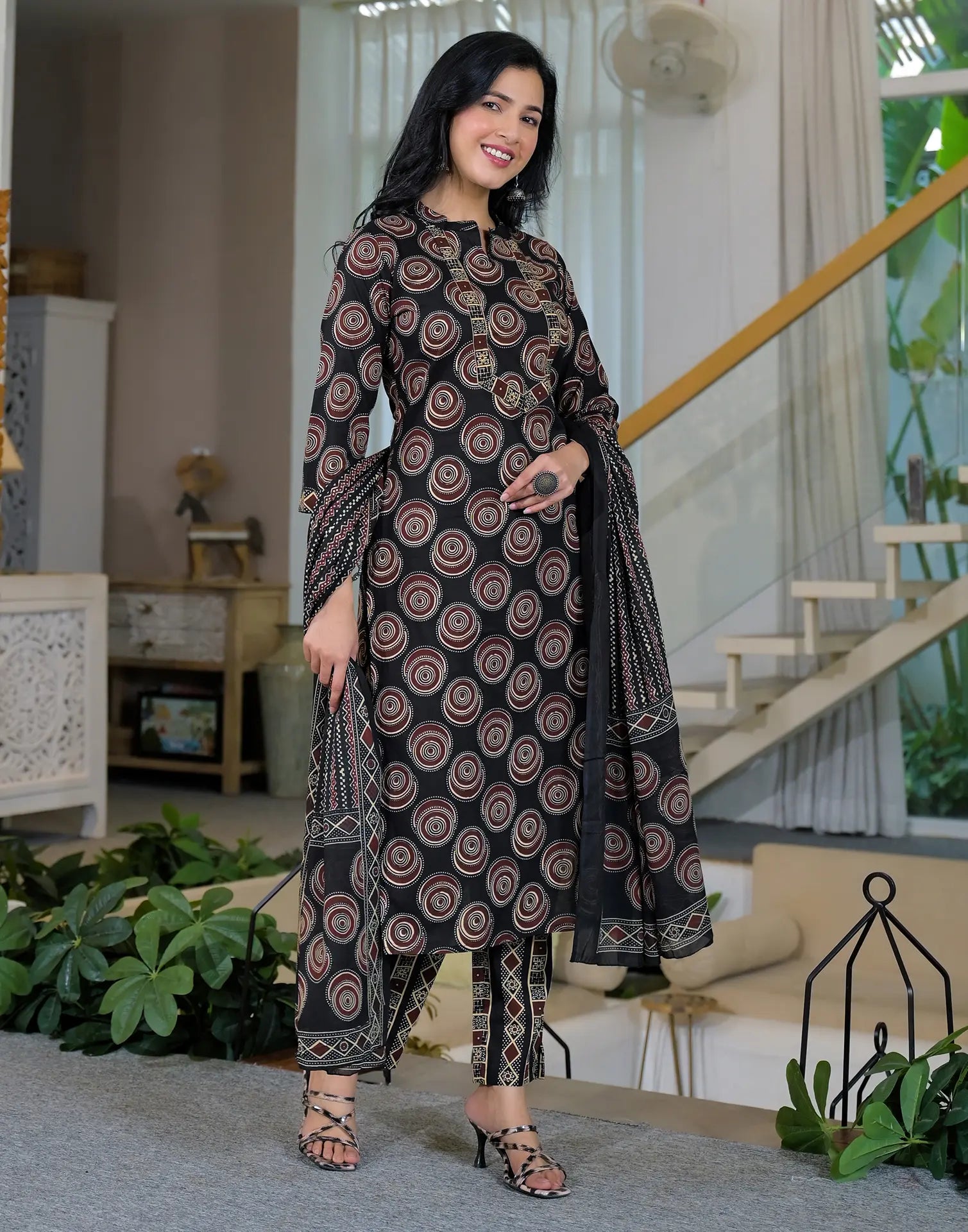 Viscose Rayon Printed Straight 3 Piece Kurta Set