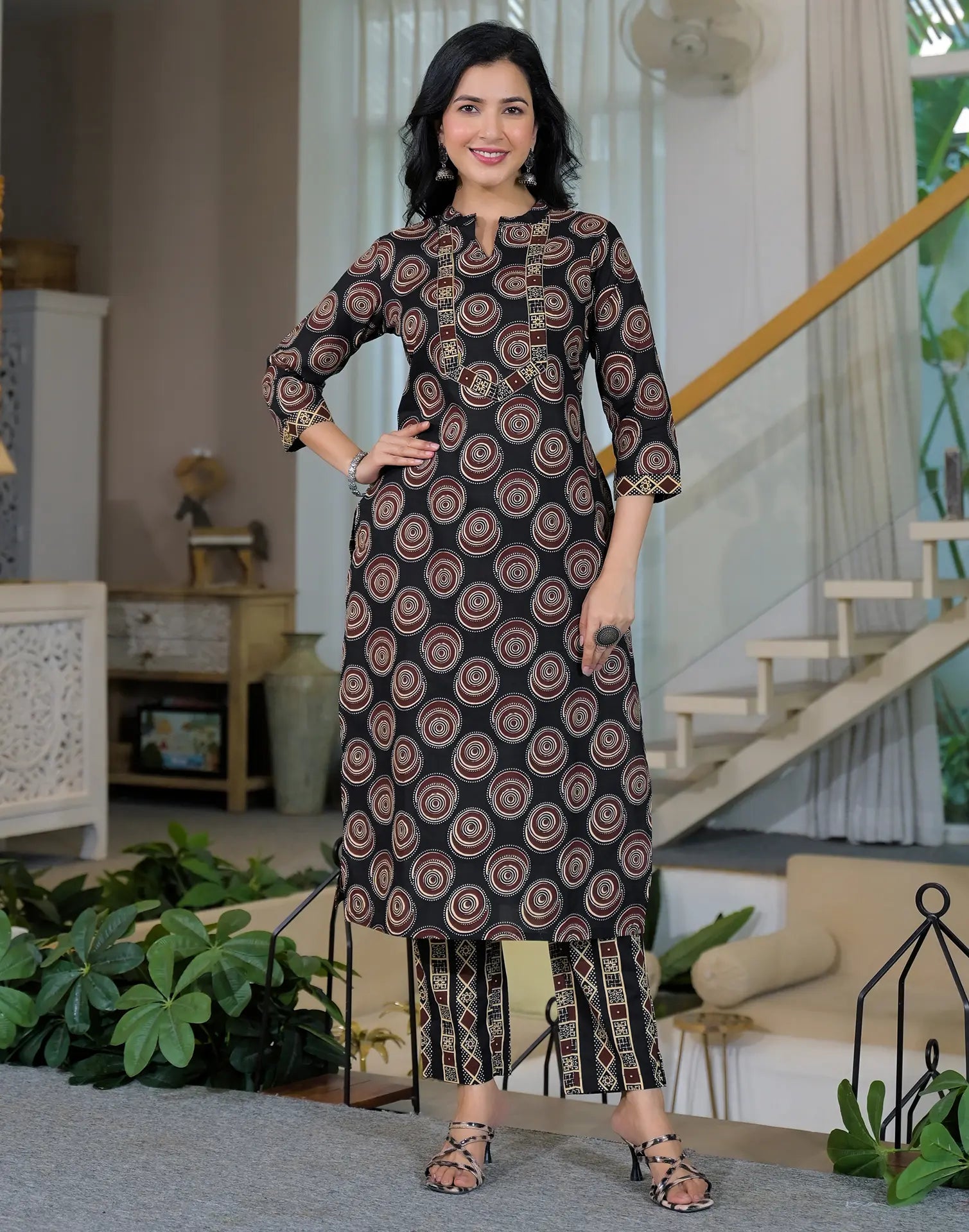Viscose Rayon Printed Straight 3 Piece Kurta Set